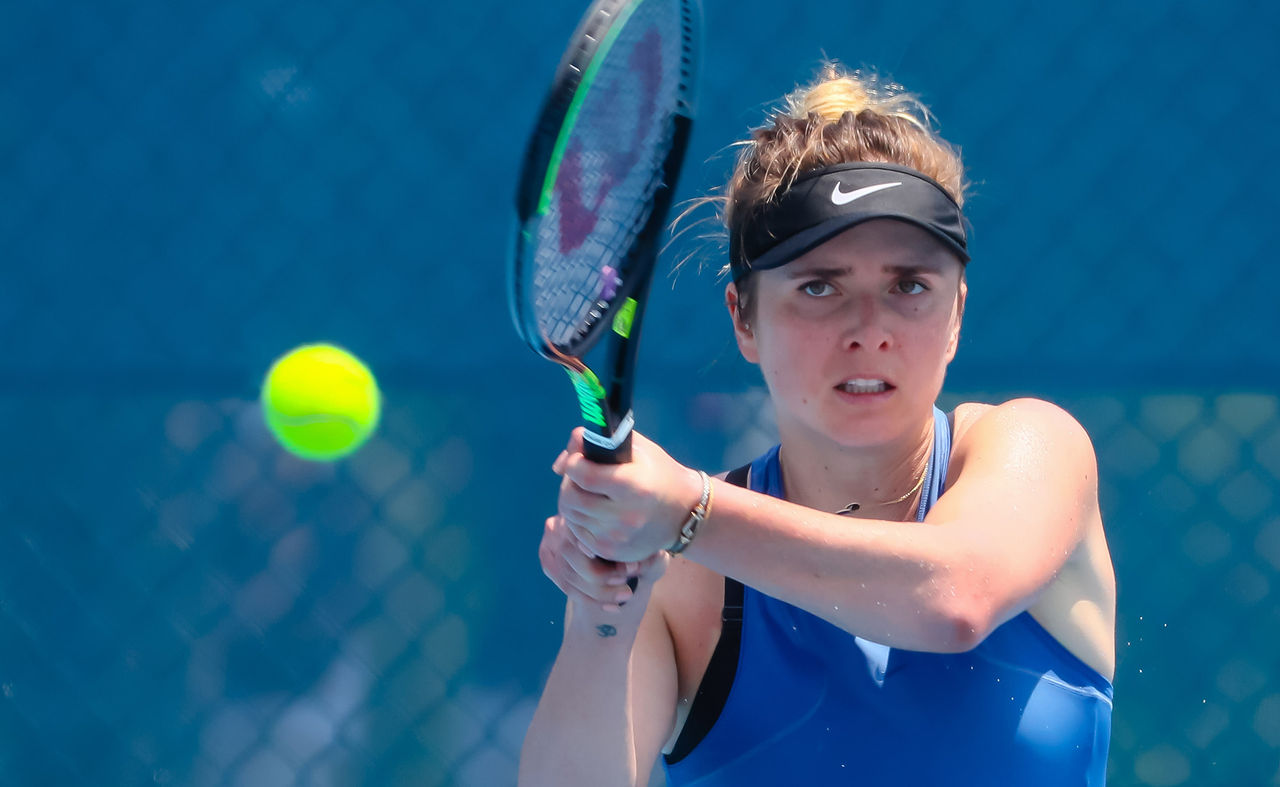 Elina Svitolina of Ukraine trains ahead of the 2020 Brisbane International tennis tournament at the Pat Rafter Arena in Brisbane on January 4, 2020. (Photo by Patrick HAMILTON / AFP) / -- IMAGE RESTRICTED TO EDITORIAL USE - STRICTLY NO COMMERCIAL USE -- (Photo by PATRICK HAMILTON/AFP /AFP via Getty Images)