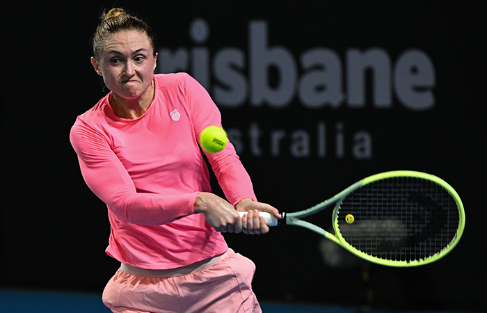 December 29: Aliaksandra Sasnovich plays Seone Mendez (AUS) at the Queensland Tennis Centre during Qualifying for the 2024 Brisbane International, on Friday, December 29, 2023. Photo by TENNIS AUSTRALIA/ DAN PELED