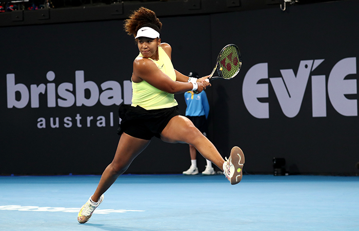 January 1:Naomi Osaka [JPN] plays Tamara Korpatsch [GER] on Pat Rafter Arena during the 2024 Brisbane International, on Monday, January 1, 2023. Photo by TENNIS AUSTRALIA/ JASON O'BRIEN