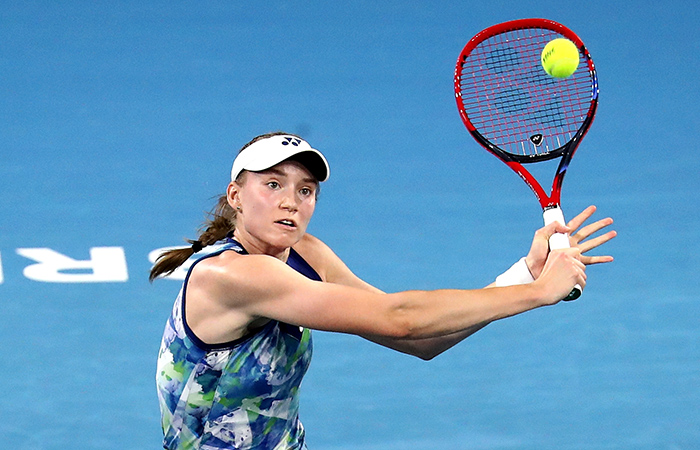 January 3:  Elena Rybakina (KAZ) plays Olivia Gadecki (AUS) on Pat Rafter Arena during the 2024 Brisbane International, on Wednesday, January 3, 2024. Photo by TENNIS AUSTRALIA/ JASON O'BRIEN