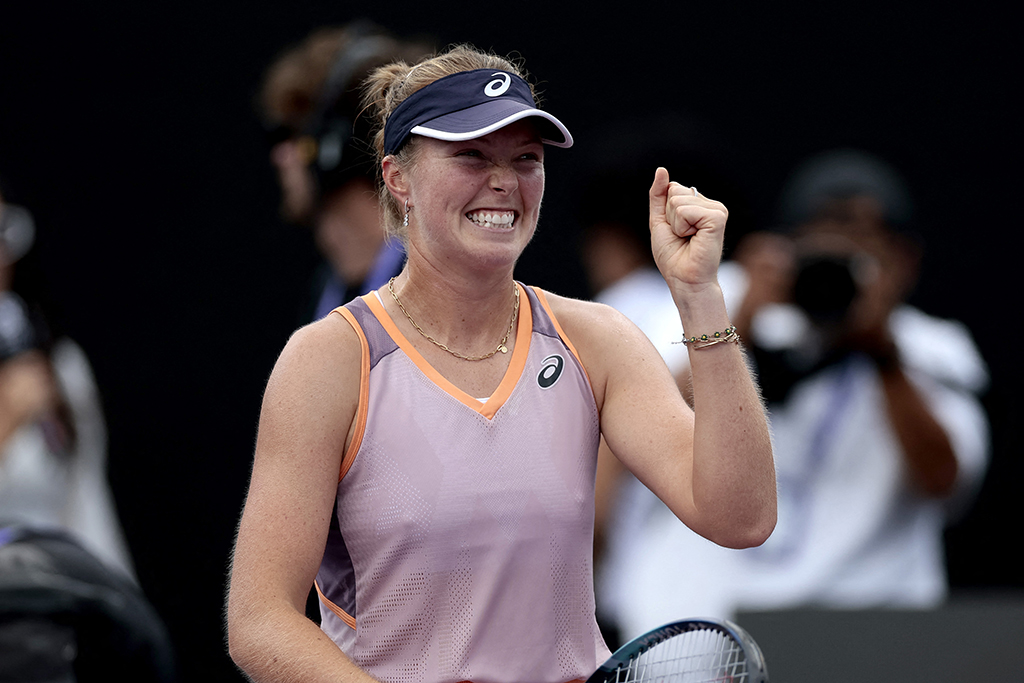 Australia's Olivia Gadecki reacts after beating Italy's Martina Trevisan during the WTA 2024 women's singles quarterfinals match in Zapopan, Mexico, on September 13, 2024.2024. (Photo by ULISES RUIZ / AFP) (Photo by ULISES RUIZ/AFP via Getty Images)