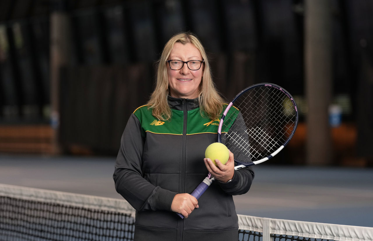Phoebe David poses for a photo as the Australian Blind Low Vision tennis team receive their Green and Gold uniforms at the National Tennis Centre, Melbourne on Thursday, July 13, 2023. MANDATORY PHOTO CREDIT TENNIS AUSTRALIA/ SCOTT BARBOUR
