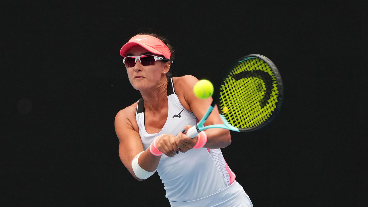 Arina Rodionova (AUS) in action during the 2023 Australian Open Qualifiers at Kia Arena in Melbourne on Monday, January 9, 2023. MANDATORY PHOTO CREDIT Tennis Australia/ Scott Barbour