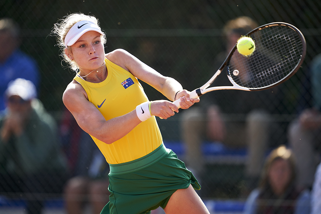 SEVILLA, SPAIN - NOVEMBER 10: Emerson Jones (AUS) 2023 Billie Jean King Cup By Gainbridge Juniors Finals at Estadio de La Cartuja on November 10, 2023 in Sevilla, Spain (Photo by Manuel Queimadelos//Quality Sport Images/ITF)