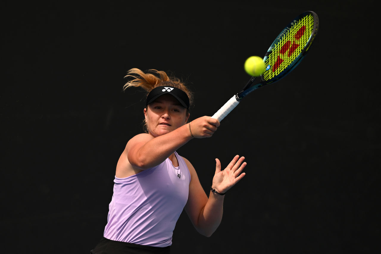 Stefani Webb of Australia plays on Court 16, Day 7 of the 2023 Australian Open at Melbourne Park, Sunday, January 22, 2023. MANDATORY PHOTO CREDIT Tennis Australia/ MORGAN HANCOCK