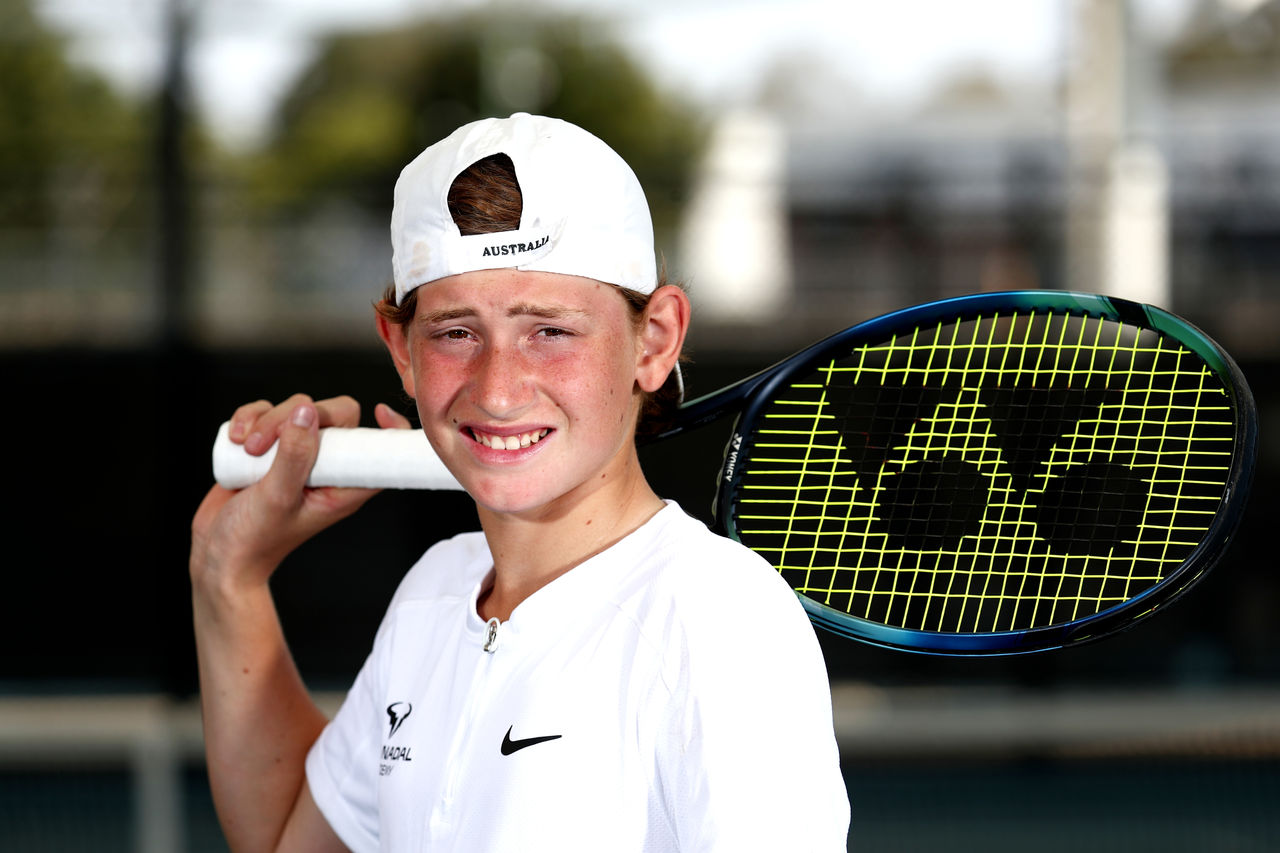 Nikolas Baker poses for a photo during the Talent Combine at the Queensland Tennis Centre in Brisbane on Tuesday, September 26, 2023. Photo by TENNIS AUSTRALIA/JASON O'BRIEN