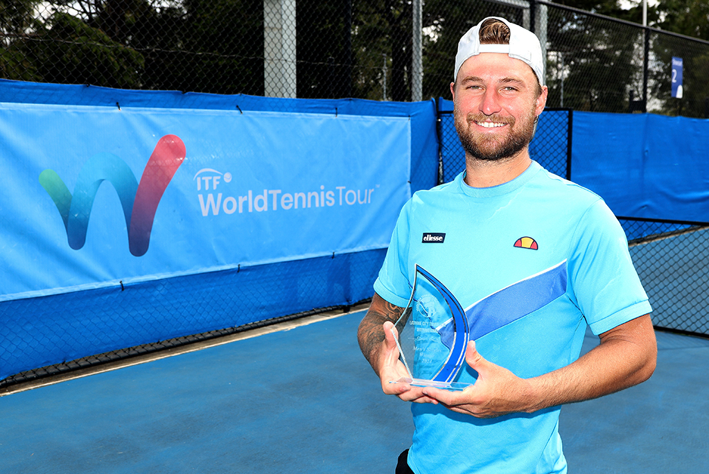 February 25: Omar Jasika (AUS) defeats Li Tu (AUS) in the Men's Singles Final on Court 1 during the Latrobe City Traralgon International #1 on Sunday, February 25, 2024. Photo by TENNIS AUSTRALIA/ HAMISH BLAIR