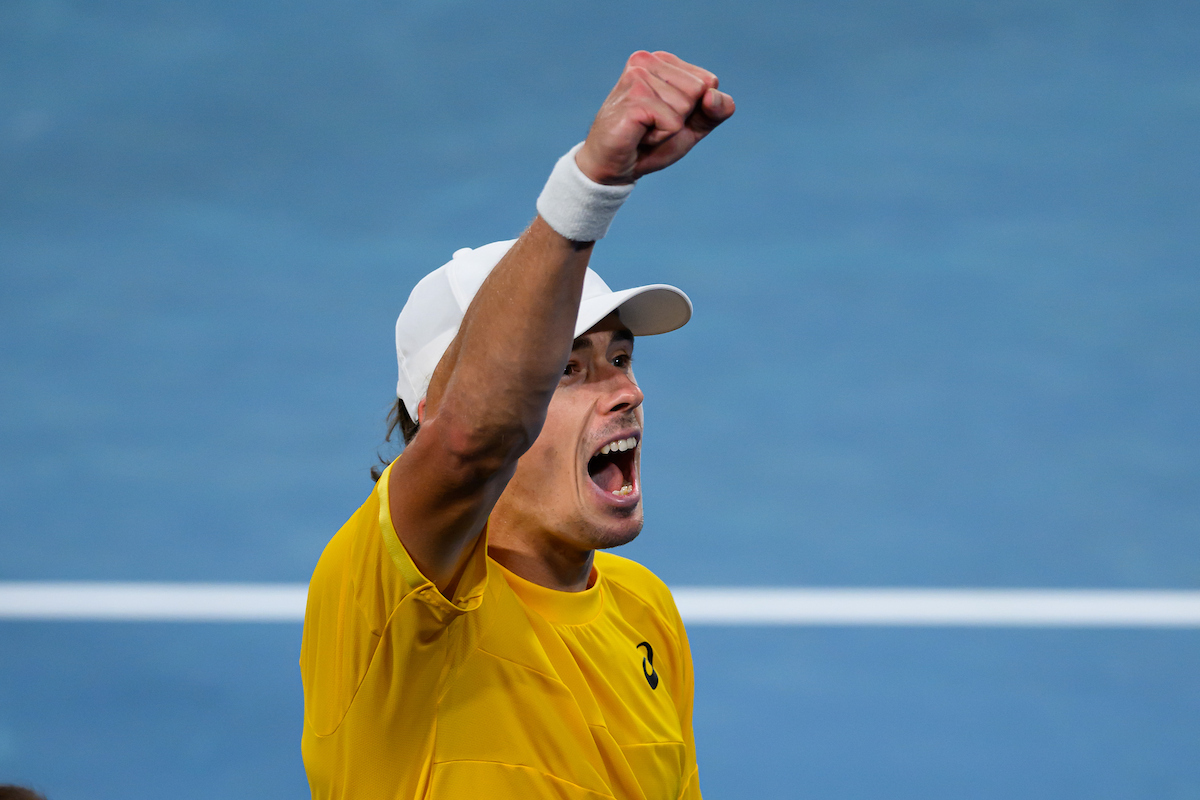 September 14: Alex de Minaur (AUS) on Ken Rosewall Arena Sunday, September 14, 2025. Photo by TENNIS AUSTRALIA/ JAMES GOURLEY