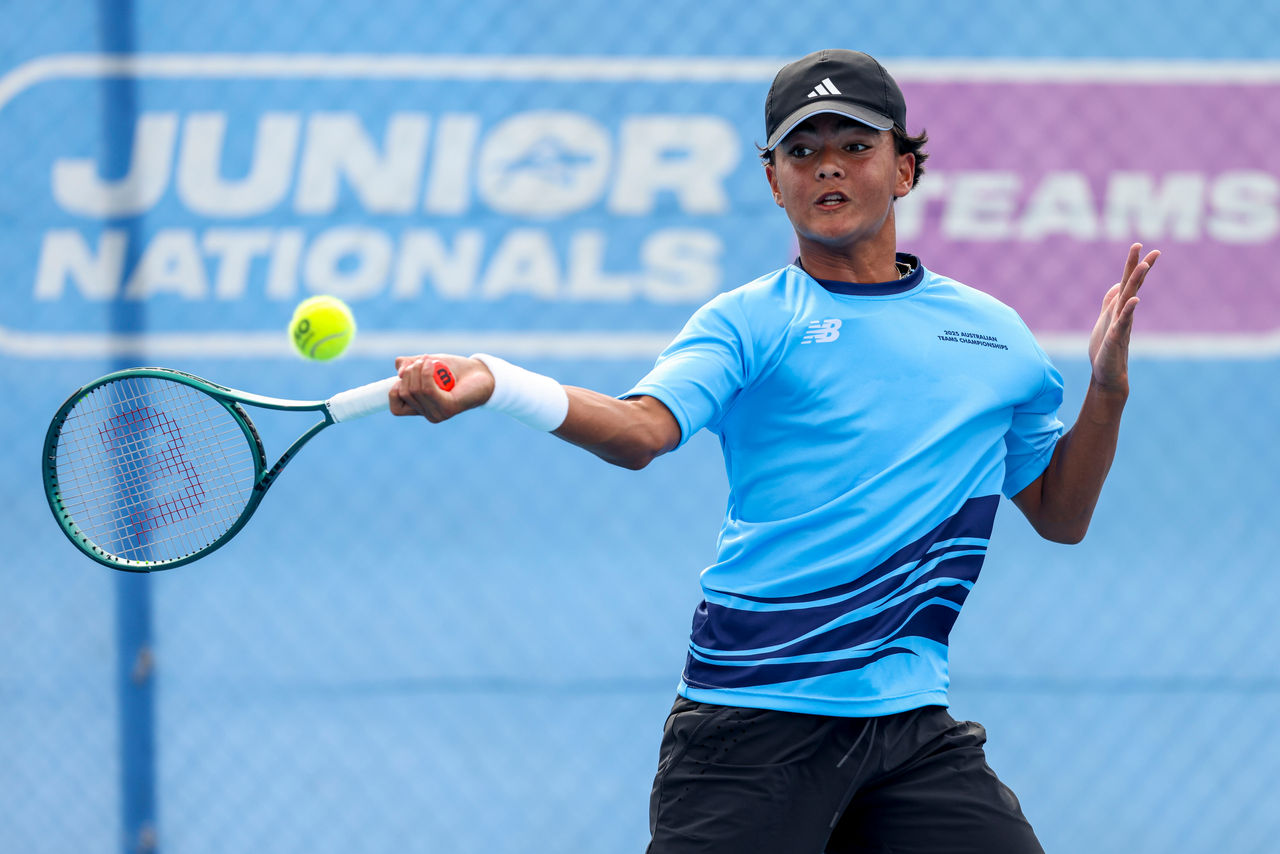 Ethan Domingo spent time with Alex de Minaur as part of the Alex de Minaur Tour. Photo: Supplied