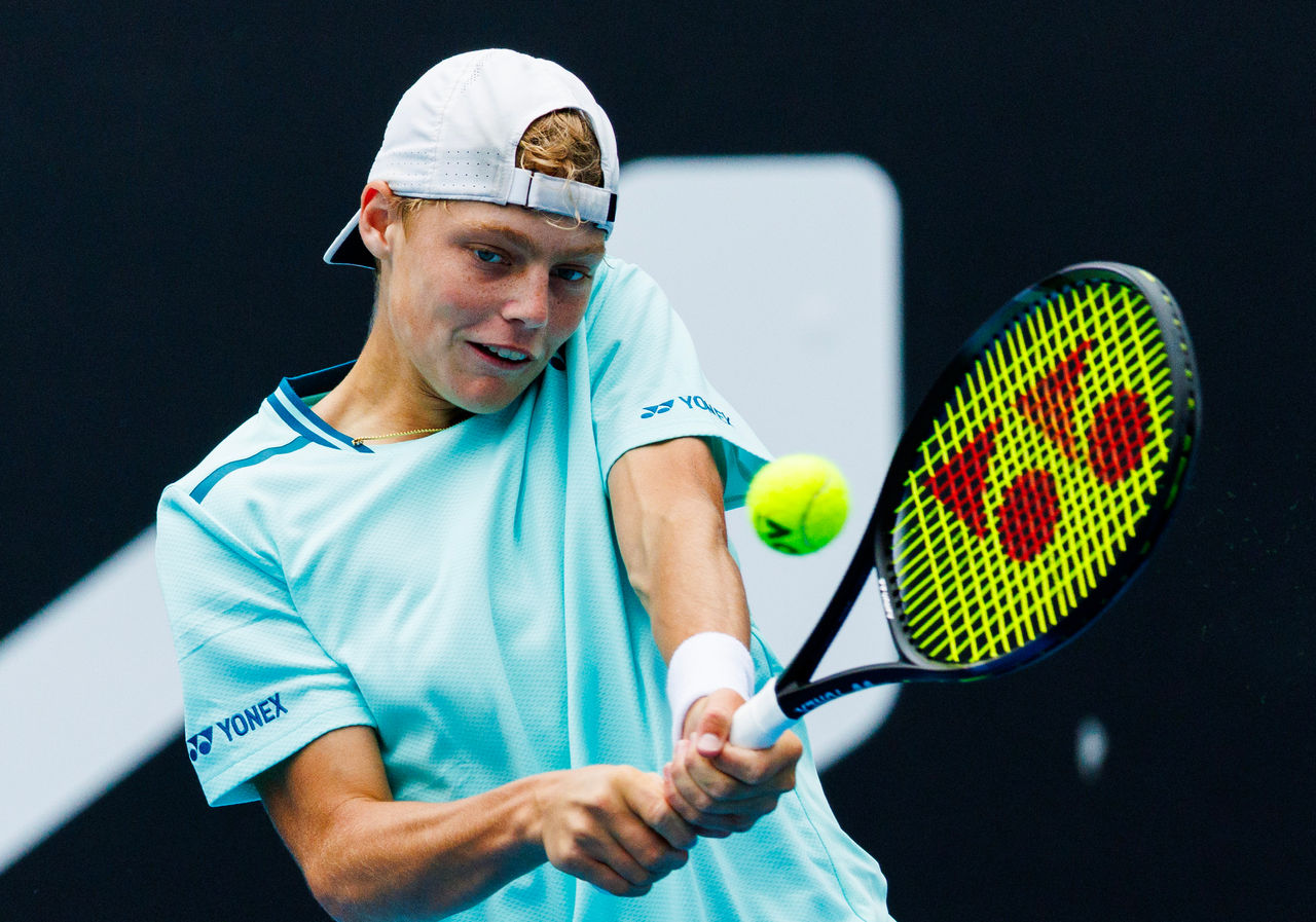 January 21: Cruz Hewitt (AUS) plays Alexander Razeghi (USA) on Court 3 during the 2024 Australian Open on Sunday, January 21, 2024. Photo by TENNIS AUSTRALIA / AARON FRANCIS